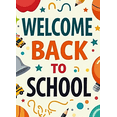 thumbnail image 4 of Welcome Back to School Banner Pencil Apple Basketball Decorations Classroom Poster Party Supplies Learning Event Educational Backdrop, 4 of 4