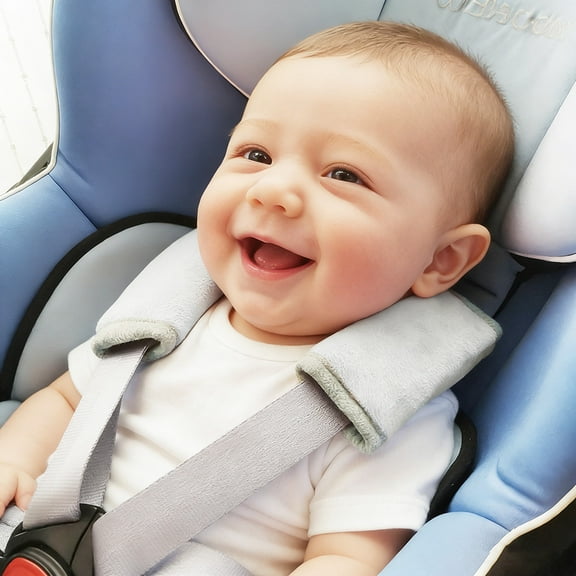 Strap Covers For Baby Car Seat Belt Universal Fit Stroller Belt Strap cover Gray minky