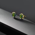 thumbnail image 5 of Gem Stone King 10K Yellow Gold Tourmaline Green Mystic Topaz and White Diamond Earrings for Women (1.63 Cttw, Gemstone Birthstone, Oval 7X5MM), 5 of 5