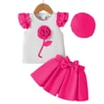 thumbnail image 4 of Caqnni Toddler Girls Summer 2Pcs Outfits Set, Cute Flower Short Sleeve T-Shirt and Pants (Gift Ready) Summer 2Pcs Gift Outfits Set 2Pcs Summer Playwear Beach Outfits 12-18 Months,Pink, 4 of 9