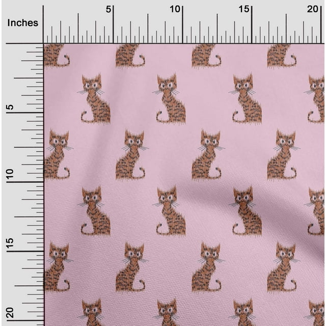 oneOone Tissu en Coton et Soie Imprimé Chat Ikat Largeur 42 Pouces
