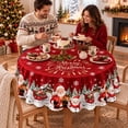 thumbnail image 3 of Christmas Tablecloth Round 60 Inch, Holiday Dining Table Cover, Festive Christmas Table Decor for Kitchen Home Party, 3 of 5