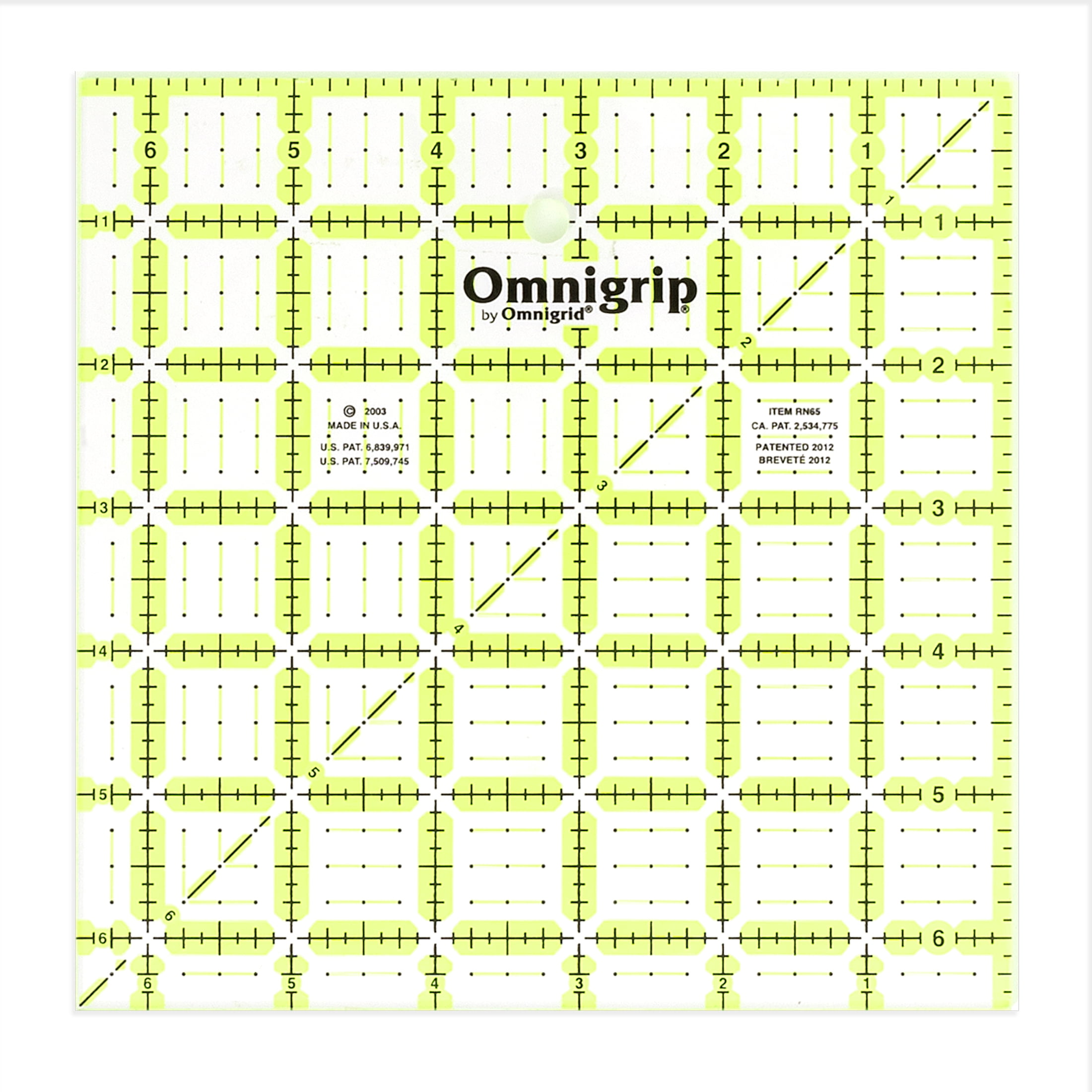 RN12 Dritz Omnigrip By Omnigrid Non-Slip Quilter's Ruler 6"X12" 