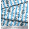 thumbnail image 3 of Soimoi Blue Rayon Crepe Fabric Text & Tree Stripe Fabric Prints By Yard 46 Inch Wide, 3 of 5