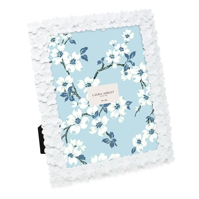 Marco de fotos Laura Ashley, flor blanca, 20 x 25 cm, resina