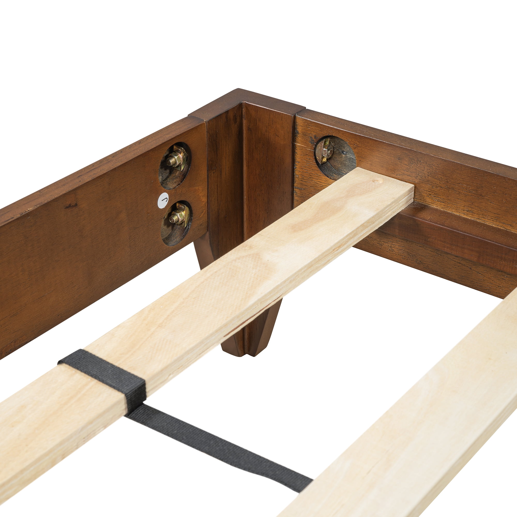 Euroco Mid-Century Wood Platform Bed, No Box Spring Needed, King, Walnut
