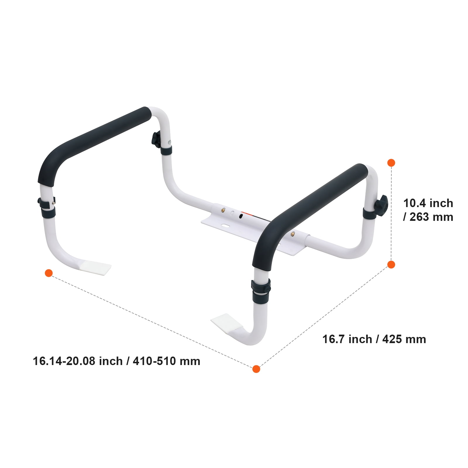 KFFKFF Toilet Safety Rail Seat Frame for Elderly Adjustable Handrail Grab Bar