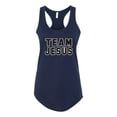 thumbnail image 2 of Wild Bobby Varsity Team Jesus Inspirational/Christian Women Racerback Tank Top, Navy, Large, 2 of 5