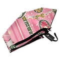 thumbnail image 6 of FORMRS Travel Umbrella Folding Auto Open Close Windproof Rain UV Protection, Pink Gingerbread House, 6 of 8