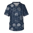 thumbnail image 2 of Domuza Scrubs Tops for Men Plus Size V-Neck Short Sleeve Work Uniform Geometric Landscape Graphic Stretch T Shirts Soft Comfort Nursing Top with Pockets Royal Blue XXXL, 2 of 5