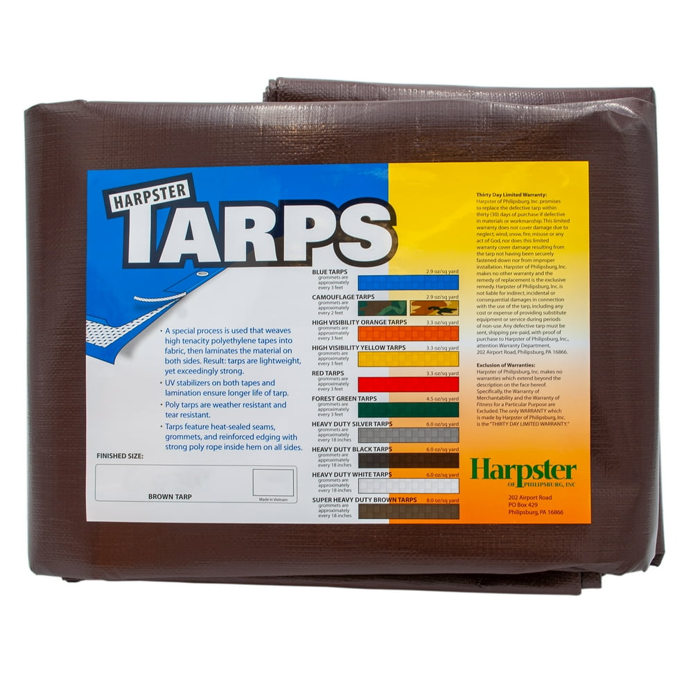 Harpster Tarps 12 ft. x 20 ft. Super Heavy Duty Brown 8 oz