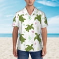 thumbnail image 2 of Balery Cute Turtle Camisas hawaianas de manga corta para hombre, camisas playeras de corte holgado, camisas de vacaciones con botones,Large, 2 of 7
