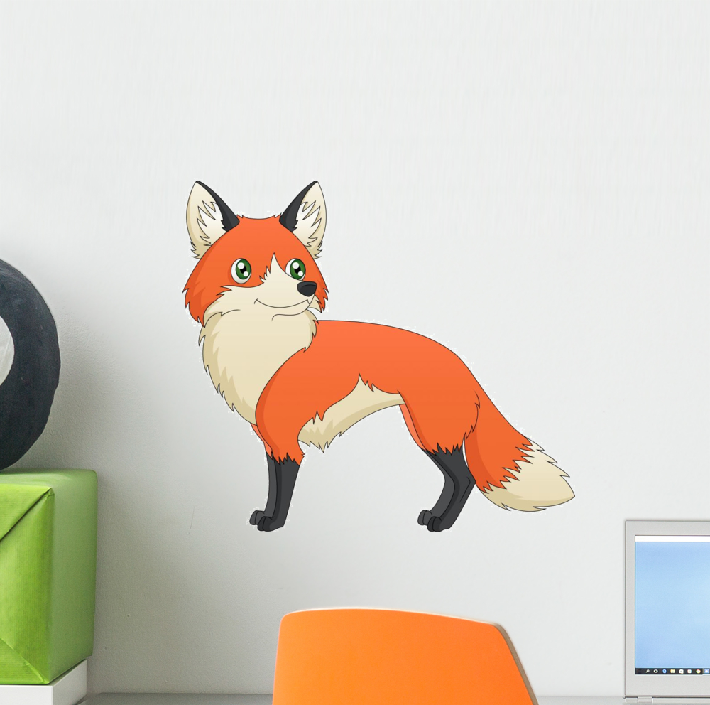Fox Standing Wall Decal Sticker by Wallmonkeys Vinyl Peel and Stick