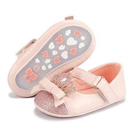 

KIDSUN Infant Baby Girls Mary Jane Shoes Soft Sole Ballet Slippers Bow Princess Newborn Dress Wedding Flat Shoes (12-18 Months Toddler 3-Pink 12_Months)