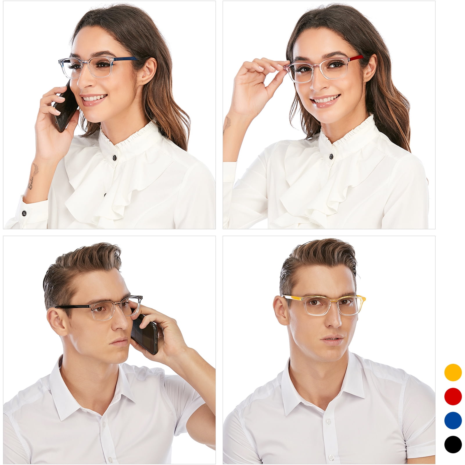 AQWANO Computer Reading Glasses Blue Light Blocking, Quality Clear Readers for Women Men Anti Glare Filter UV Ray Filter with Spring Hinge, 2.0