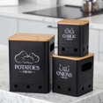 thumbnail image 4 of twisto 3 Pieces Square Canister Set Carbon Steel Vented Storage Canisters Ventilated Bamboo Lid Canisters, Beige, 4 of 9
