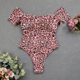 thumbnail image 2 of Traje de baño de una pieza con estampado de leopardo para mujer, con hombros descubiertos y huecos, 2 of 8