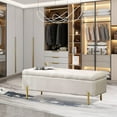 thumbnail image 7 of Andeworld Ottoman with Storage Bench, Modern Velvet Upholstered Rectangular Tufted Footstool Bench, Large Storage Bench for Bedroom,Living Room,Entryway (Ivory), 7 of 7