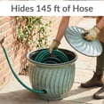 thumbnail image 5 of Sunnydaze 19.5" Metal Decorative Garden Hose Holder Pot with Lid, Sage Molten Glaze, 5 of 14