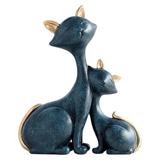 Escultura de gato, decoración, figura de animal, estatua de arte moderno, regalos de resina, gata madre y Azul