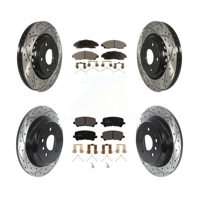 Transit Auto Front Rear Coated Drilled Slotted Disc Brake Rotors and Ceramic Pads Kit for Car Honda Pilot Ridgeline KDT-100890