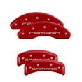 thumbnail image 2 of MGP 4 Caliper Covers Engraved Front & Rear Gen 4/Camaro Red finish silver ch, 2 of 6