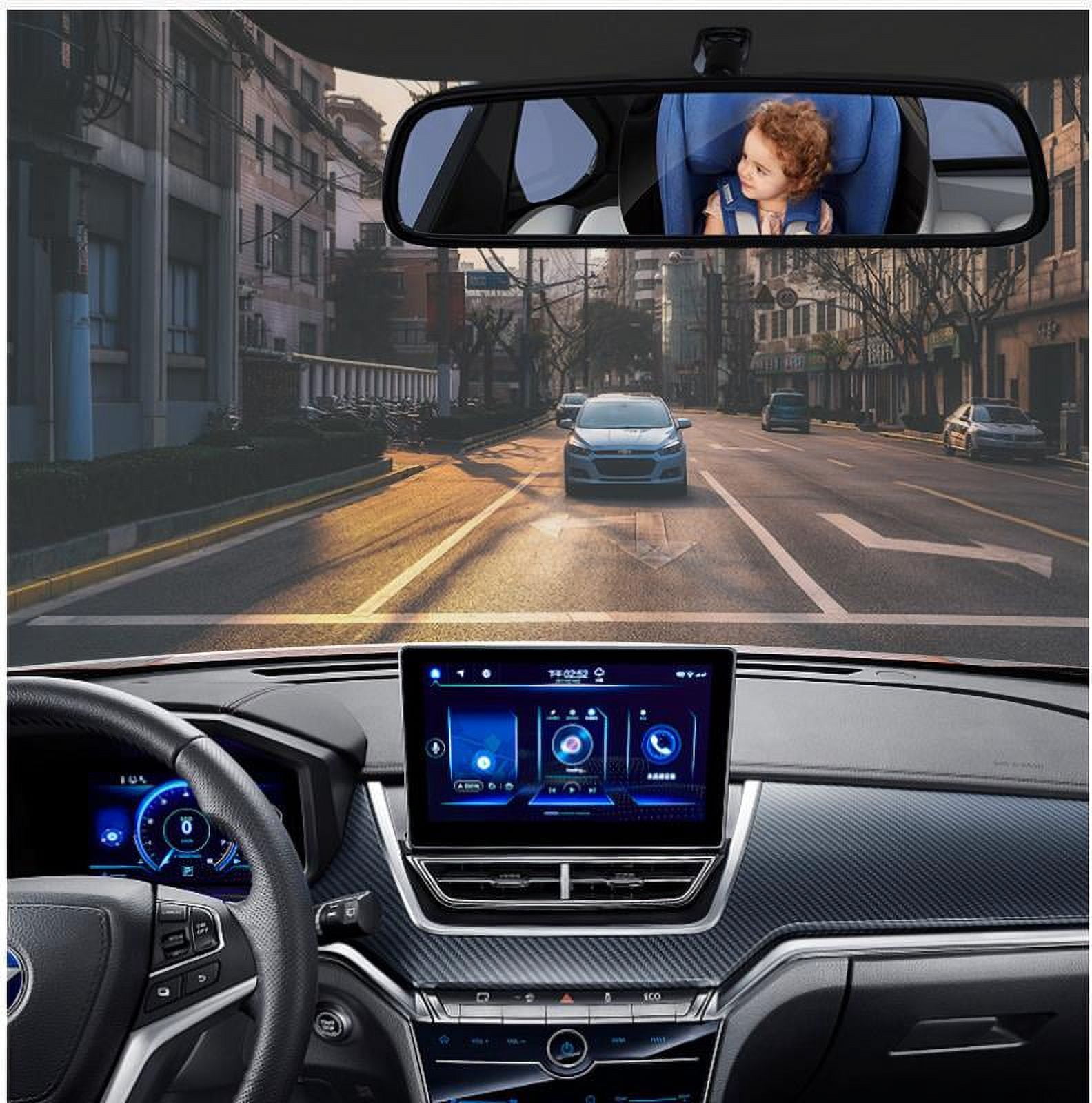 Necano Baby Car Mirror, Car Mirror Baby Rear Facing Seat, Mirror For Baby Car Seat Rear Facing, Baby Mirror For Car, Very Wide Crystal Clear View, Shatterproof Glass, Fully Assembled