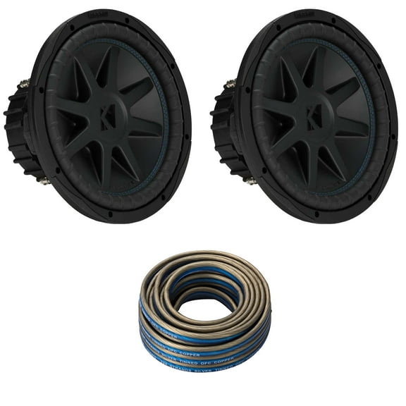 Kicker (2) 50CVX124 CompVX 12-Inch Subwoofer, Dual 4-Ohm & 46QW1220 12AWG 20ft Speaker Wire