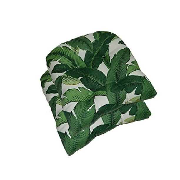 Rsh Decor Indoor Outdoor Set Of 2 Universal U Shape Wicker Tufted Seat Cushions Patio Weather Resistant Made With Tommy Bahama Swaying Palms Aloe Green Tropical Leaves Walmart Com Walmart Com