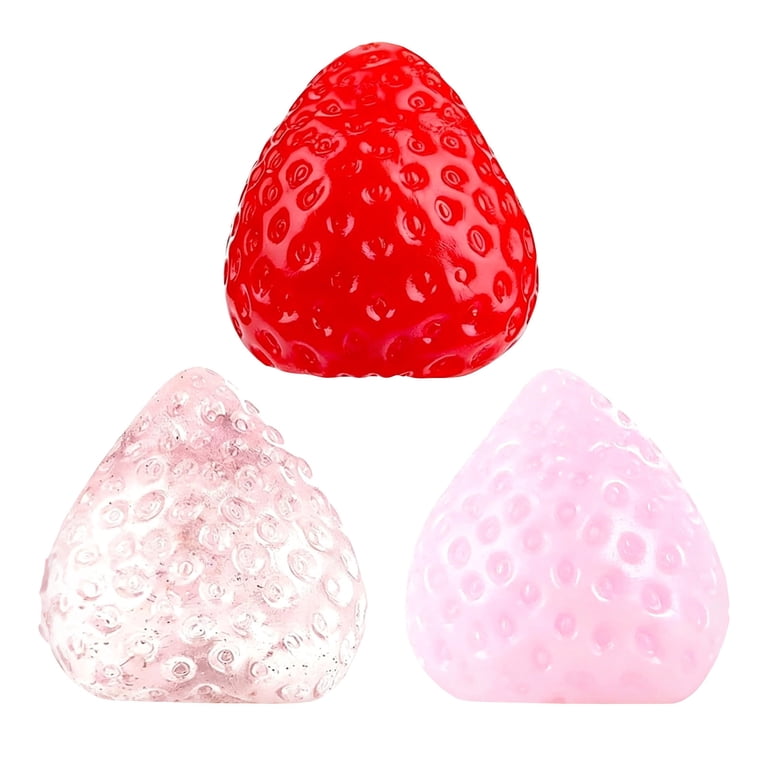 Glitter Strawberry Squishies, 3 Pack Squishy Ultra Soft Creamy Mud