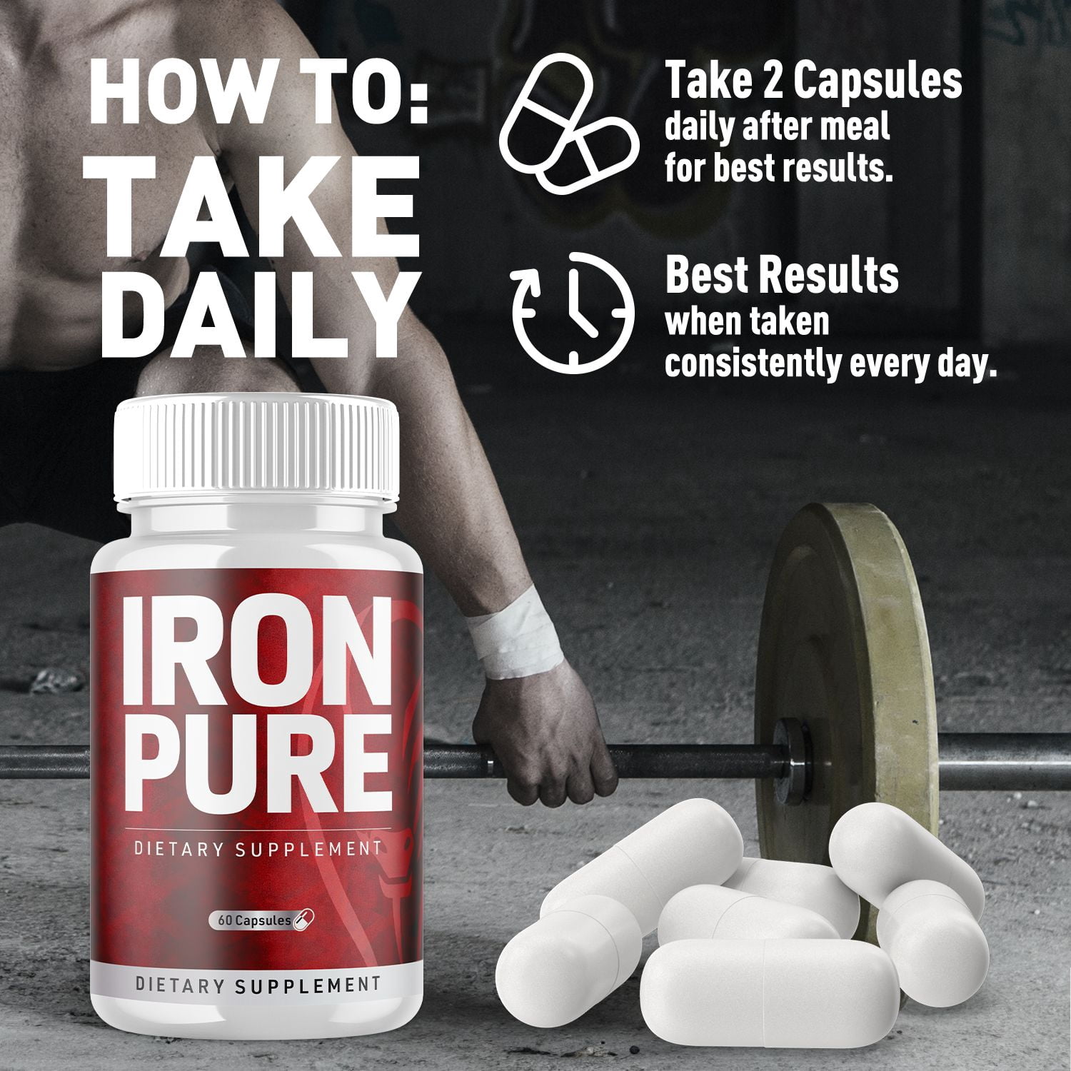 Iron Pure Advanced Formula Pills All Natural Vitamin Supplement IronPure 180 Capsules