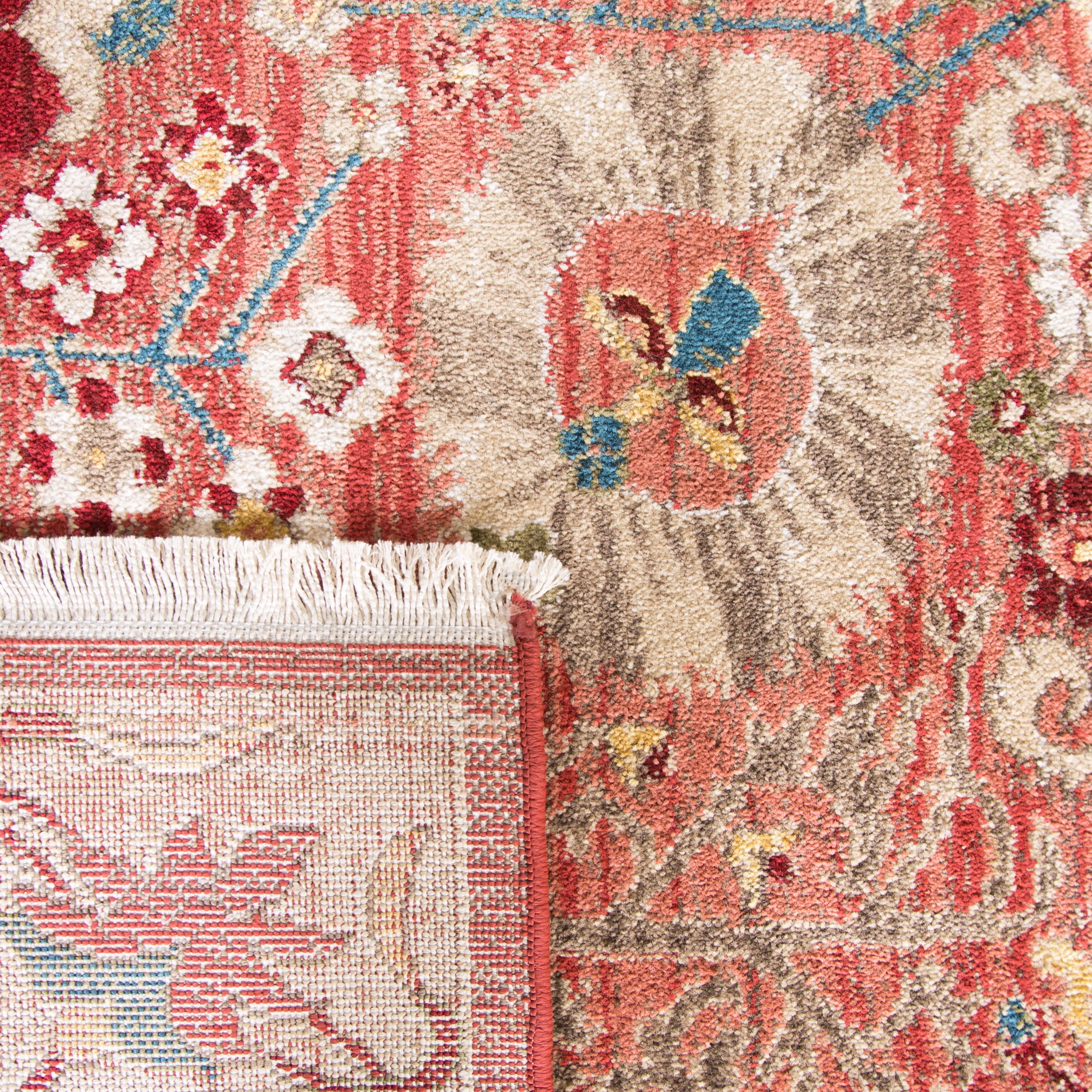 SAFAVIEH Kashan Vaska Oriental Area Rug, Red/Beige, 6'7" x 6'7" Square