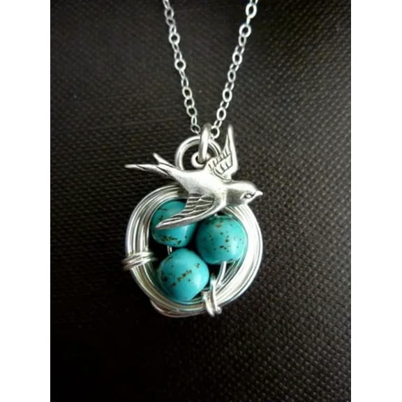 QQTDFG Turquoise 925 Silver Cross Pendant Chain Necklace Wedding Party Jewelry Gift-#1