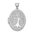 thumbnail image 5 of 925 Sterling Silver Rhodium-Plated 21x16mm Oval Tree Locket, 5 of 7