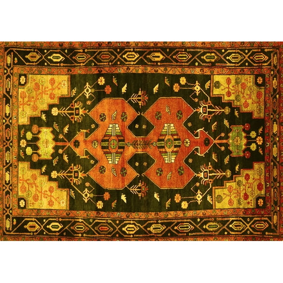 Ahgly Company Indoor Rectangle Persian Yellow Traditional Area Rugs, 3' x 5'