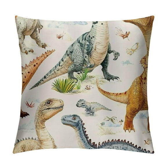 Patifu Dinosaurs Graphic Decorative Throw Pillow Cover Home Furnishing Short Plush 1PC for Men Women Boy Girl Room Couch Living Bed Sofa 12x12in