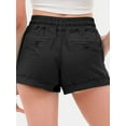 thumbnail image 4 of Made by Olivia Women's Drawstring Elastic Waist Casual Comfy Cotton Linen Beach Shorts, 4 of 6