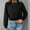 Black, variant on Women's Cropped Sweatshirts Loose Fit Fleece Long Sleeve Casual Pullover Crewneck Workout Fashion Basic Hoodie Tops Navy S