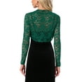 thumbnail image 3 of INSPIRE CHIC Valentine's Day Floral Lace Shrug for Women's Ruffle Evening Long Sleeve Open Front Cropped Cardigan S Green, 3 of 6