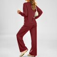 thumbnail image 5 of Women's 2 Piece Lounge Set Crewneck Sweatshirt and Wide Leg Pants Relaxed Casual Fall Fleece Matching Outfit Set, 5 of 6