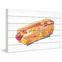 "Hotdog Sensation" Painting Print on White Wood