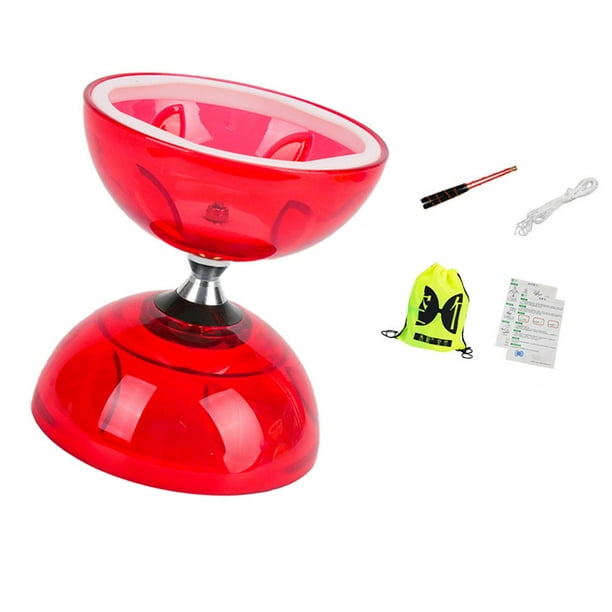 Juego de diábolo chino de doble rueda, portátil, con cuerda y 3 rodamientos, para niños mayores, adultos y exteriores. S Rojo