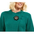 thumbnail image 2 of JM Collection Women's Holiday Party Metallic Textured Brooch Sweater Jacket Green Size Medium, 2 of 3