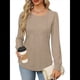 thumbnail image 2 of Blusas Tipo Túnica de Larga Abullonada para Mujer, con Cuello Redondo Plisado, Elegantes, Informales, Holgadas, para Invierno y . Caqui S, 2 of 6