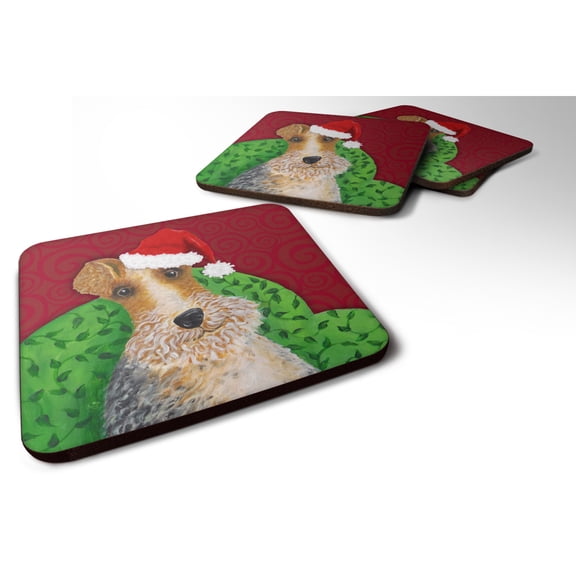 Wire Fox Terrier Christmas Foam Coaster Set of 4