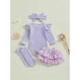 thumbnail image 6 of BemeyourBBs Newborn Hello I'm New Here Baby Girl Coming Home Outfits Letter Print Long Sleeve Romper Ruffle Shorts Skirt Headband Long Socks Set 4Pcs Spring Fall Winter Clothes, 6 of 9