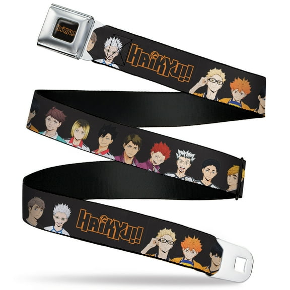 Haikyu!! Belt, Seatbelt Buckle Belt, Haikyu Volleyball Team Player Groups Line Up Black, 30 to 44 Inches