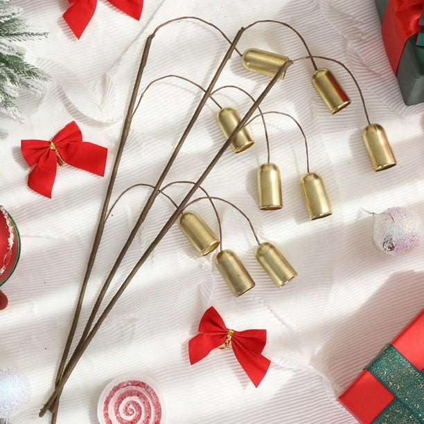 Adorno navideño de campanas doradas, colgante, de aleación dorada de 15.7 pulgadas, sólido, duradero, con costuras reforzadas, juego de 2 | Decoración navideña, decoración para fiestas, decoración