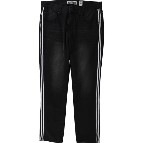 INC Jeans ajustados a rayas para hombre, negro, 40W x 30L