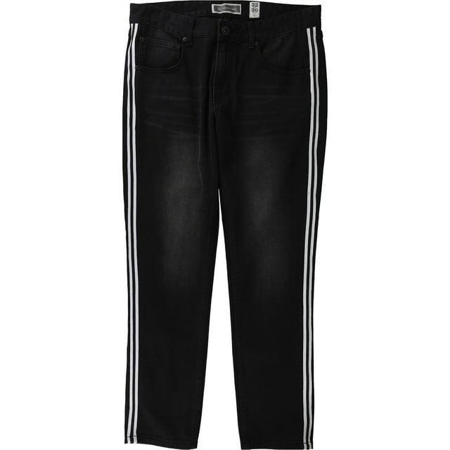 I.N.C Mens Striped Skinny Fit Jeans, Black, 29W x 30L